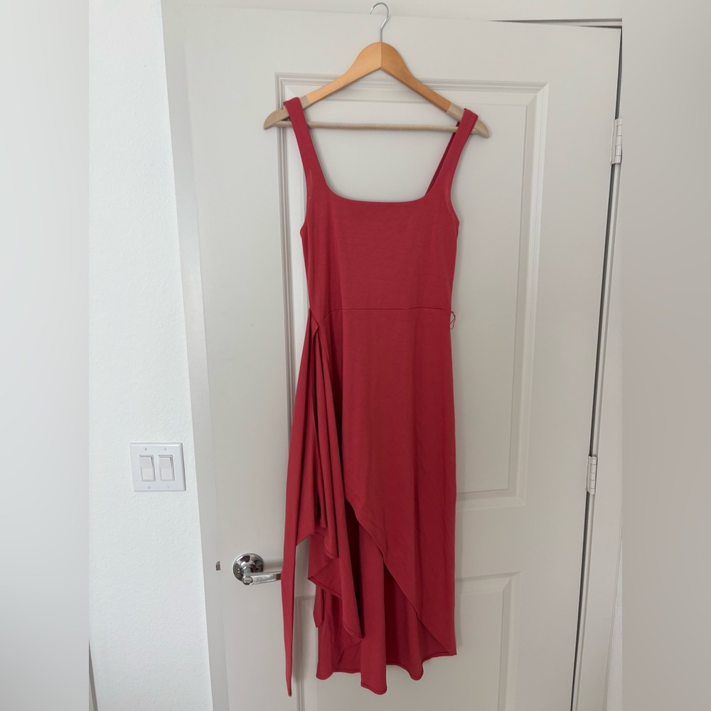 Aritzia Saturn midi dress coral
